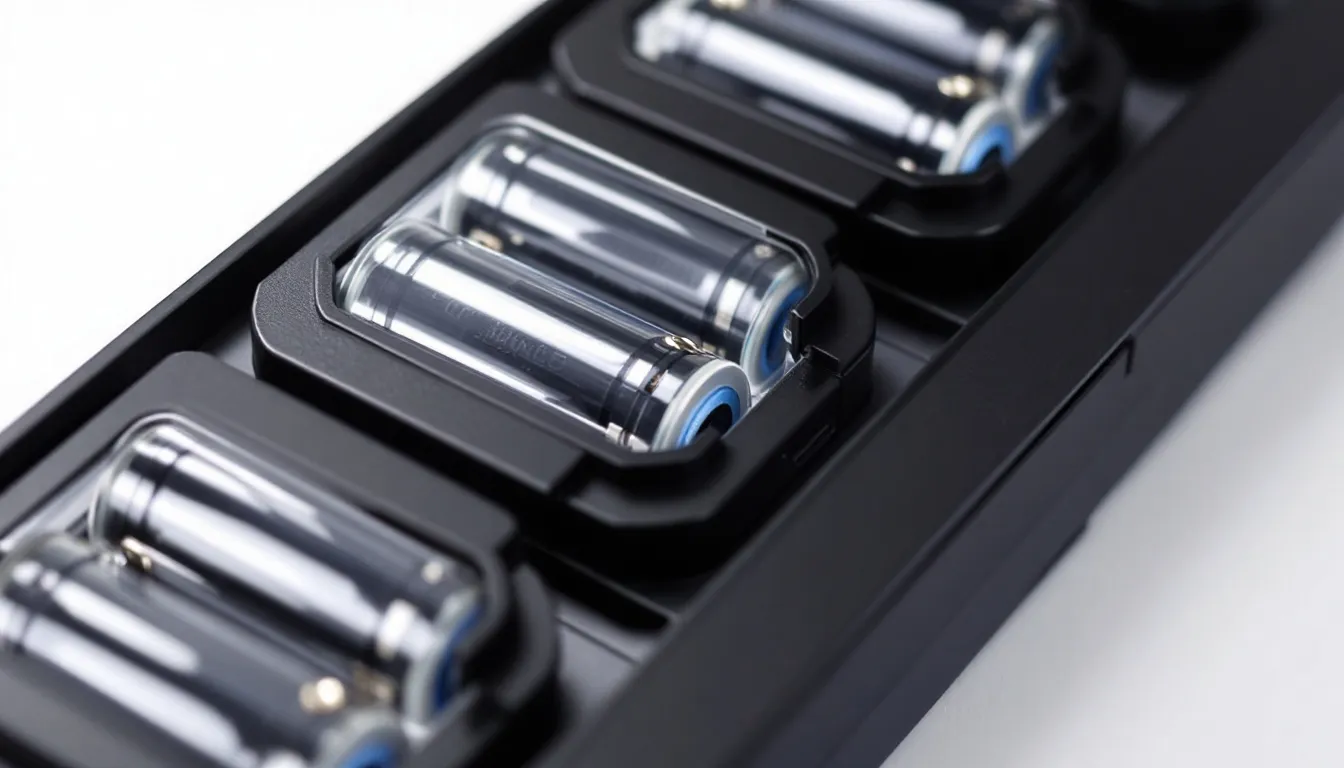 A compact battery pack designed for powering devices, featuring multiple lithium ion batteries that provide high energy density and superior performance. The battery holder includes connectors for easy attachment and is ideal for robots and other machines requiring reliable power supply.