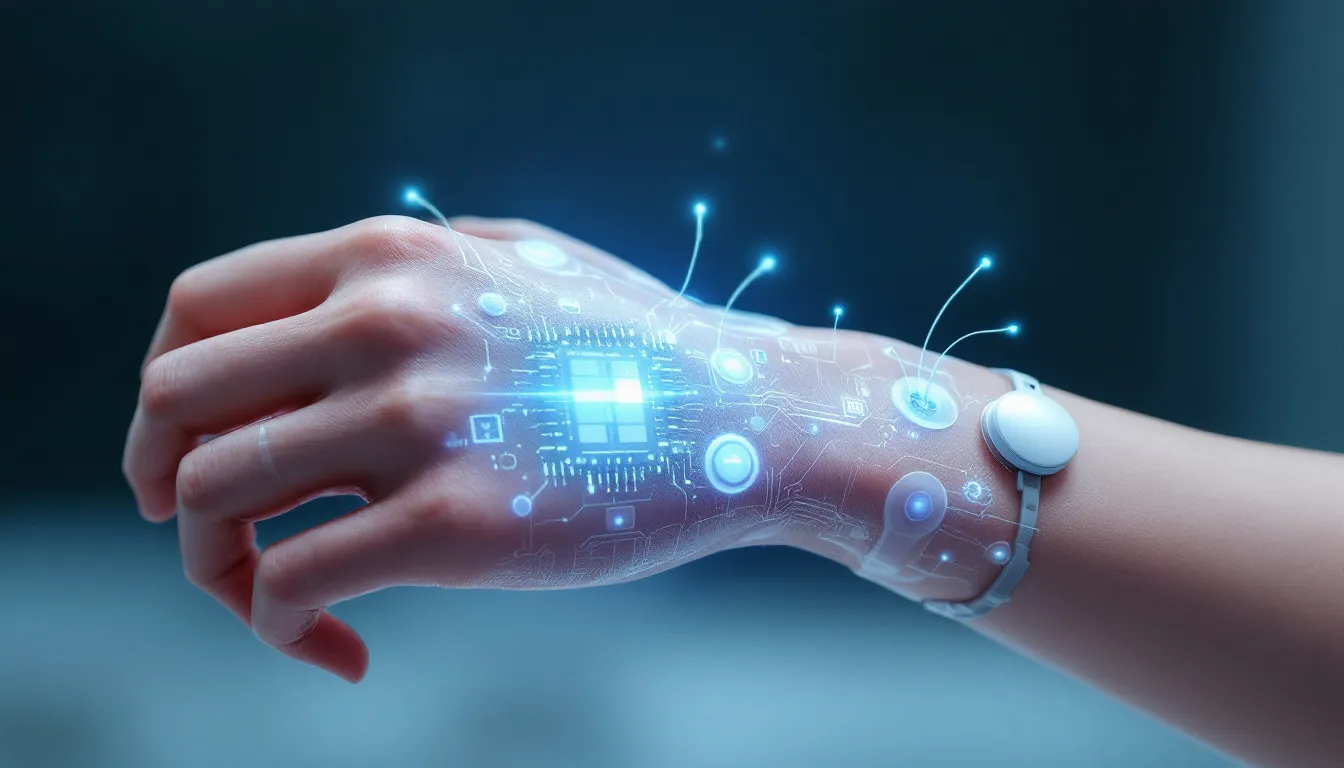 In the image, various medical implants and biosensors are displayed, highlighting their integration with advanced lithium polymer batteries, which provide high energy density and longer working times. The devices are designed to be ultra-thin, showcasing the innovative use of polymer electrolytes and lithium ion technology for efficient energy storage in medical applications.