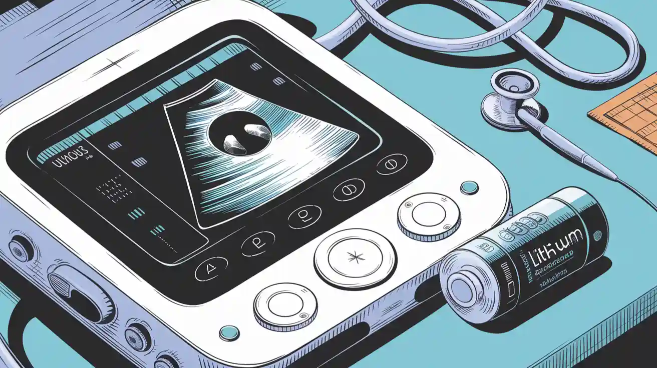 What are the specifications of lithium batteries in handheld ultrasound 